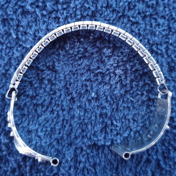 Vintage 1970s Navajo Native American C. Lee Signed Sterling Silver Watch Band - Picture 11 of 13